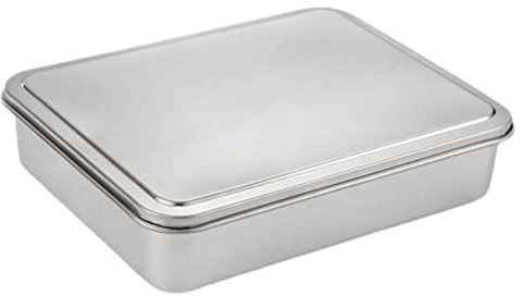 CIYODO 1Juego Bandeja de Horno de Acero Inoxidable Antiadherente con Tapa Molde para Pasteles Tiramisu y Mousse Utensilios de Cocina para Hornear y Conservar Postres