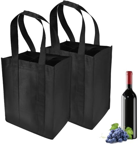 Flaskväska, praktisk flaskhållare med 6 fack, Oxfordtyg, bärväska med skiljeväggar för flaskor, perfekt för shopping och borttagning av tommat, för 6 x 1,5 liters flaskor, 24 x 28 x 18 cm
