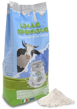 NuNatur Latte Scremato in Polvere, instataneo,Senza Glutine,Fonte Naturale di Calcio,Fonte di Proteine 1KG
