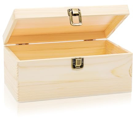 Spetsbst Scatola in legno con coperchio e serratura, 23,5 x 14 x 10 cm, in legno con coperchio curvo, senza manici, piccola scatola in legno