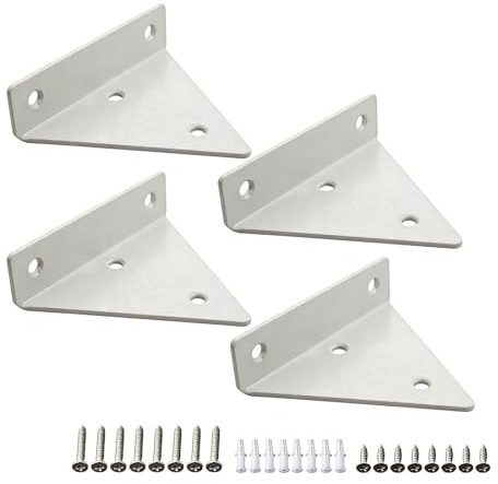 4 Piezas 8*10cm Soportes de Estante Flotante Invisibles, Escuadras Metálicas Triangulares para Estanterías de Pared, para Soporte de Baldas y Estantes, Estantería, Fácil Instalación, Blanco (Blanco)