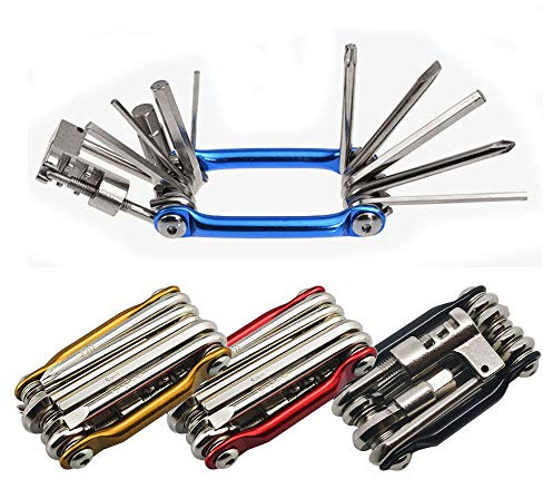 Senven 11-en-1 Outil de Réparation de Vélo Pliant Portable Multifonctions, Mini Outil de Réparation en Acier Inoxydable