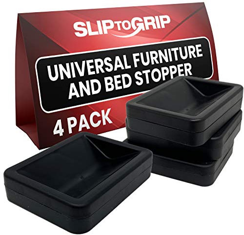 SlipToGrip Premium Bed Wheel Stoppers - Versatile Casters for Furniture, Fits All Furniture Wheels, Chair, Sofa, Bed Table, Keep Cup Secure with Our Rubber Wheel Stoppers for Furniture - Black, 4 Pack