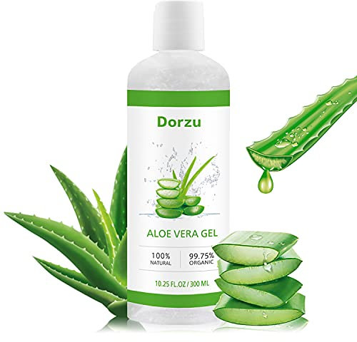 Aloe Vera Gel, 300ml Aloe Vera Gel Bio für Gesicht, Haare und Körper-Ideal für Trockene, Strapazierte Haut & Sonnenbrand