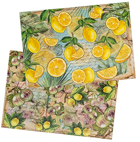 Ideen mit Herz 2 hojas de papel de arroz, papel de decoupage, DIN A4, 2 diseños diferentes, grosellas y limones