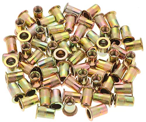 HSEAMALL 100PCS M6 Dado Rivetto Zincato Acciaio Al Carbonio Rivet Dado Dadi, Testa Piatta Inserto Filettato Nutsert Rivnuts