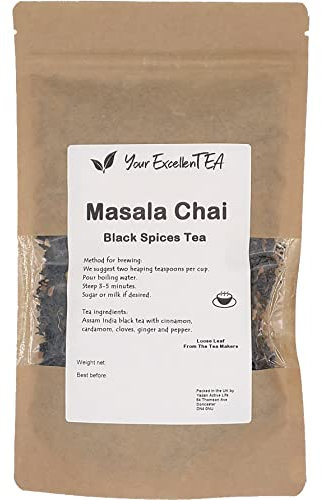 Masala Chai, Chai Tea Loose Leaf (500g) Loose Black Tea Spiced Aromatic Fragrant Cinnamon Ginger Cardamom Cloves Bold Strong Unique Flavour Perfect Taste and Long Lasting Freshness, Resealable Pouch