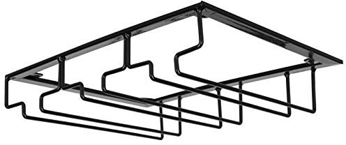 Portavasos para colgar portavasos de metal con 3 rieles portavasos para vino y champán con poco espacio para cocina, bar, restaurante, 30 x 22,5 x 5,5 cm (3 ranuras longitud 30 cm ancho
