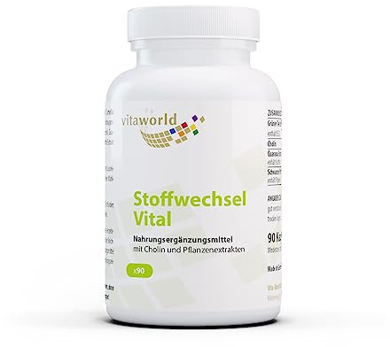 Vita World Stoffwechsel Vital 90 Kapseln, Mit Cholin, Bitterstoff EGCG, Guarana und Piperin, Vegan (3)