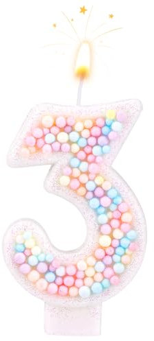 Candeline Compleanno, 0-9 Numero Macaron Candeline Torta Glitter Decorazioni per Anniversario di Nozze Festa di Compleanno (3)