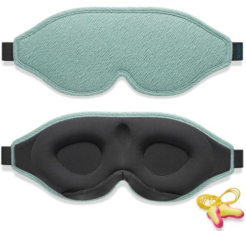 2025 Innovative Schlafmaske für Männer und Frauen, 99.99% Licht blockierend Ergonomische, einstellbare Augenmaske mit Ohrstöpseln Schlaf, Nickerchen, Meditation, Reisen, angenehme Nachtruhe (See-Grün)