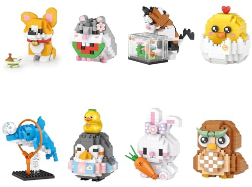 MEIEST 8 PCS Mini Tiere Bausteine Set,Tier Themed Sammlung BAU Ziegel Spielzeug,Nette Wohnkultur
