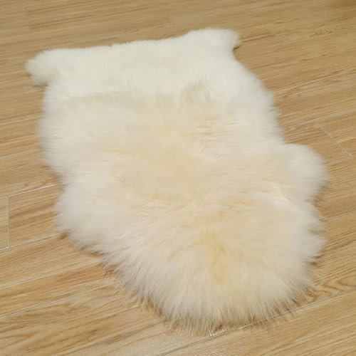 Kopal Sheepskin Rug 2x3 ft Genuine Australian Lambskin Area Rug for Bedroom Living Room Kid's Room, Super Soft and Fluffy, Single Pelt - White
