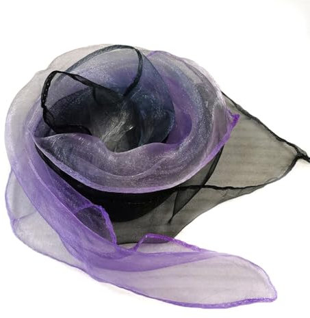 10 Stück Square Jongliertücher Seidentücher Chiffontücher 60cm,Zweifarbiger Performance Tanztücher,Gymnastiktücher Jonglier Tücher Schal für Jonglieren,Tanzen,Sensorisches,Hellviolettes Schwarz