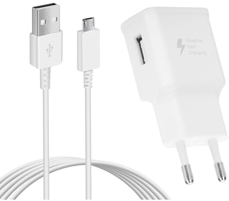 USB Ladegerät mit Micro USB Ladekabel für Samsung Galaxy S7 S6 S5 S4 J7 J5 J3 Note 5, Huawei P Smart, Redmi, Nokia, Kindle, Schnellladegerät Netzteil und High Speed Android Handy Schnellladekabel