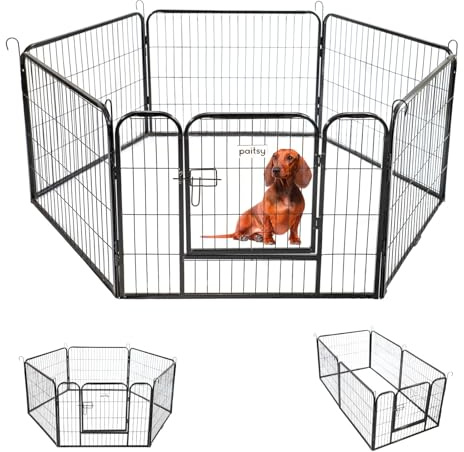 Paitsy Parc Enclos pour Chien Chiot et Lapin GARDEO80x60x6, 6 Panneaux 80X60cm, 1,28M2, modulable, intérieur et extérieur, Pliable, Garantie 5 Ans