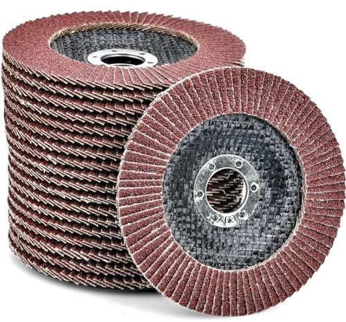 HATANSE 10 Discos Abrasivos Ø125mm x 22.2mm, Grano 40, Carburo de Silicio, Rojo, para Amoladoras Angulares, Acero Inoxidable, Metal, Madera