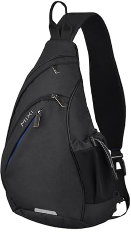 mixi Sling Bag Men Backpack Unisex One Shoulder Bag Hiking Travel Backpack Crossbody with USB Port for Men Women Versatile Casual Daypack-19 inch,Black