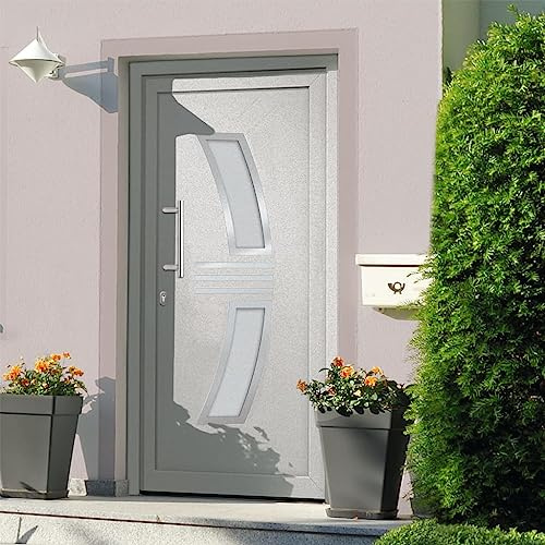 Gecheer Porta di Ingresso in PVC, Portoncino Esterno Blindato per Negozio, Balcone, Casa - Bianca 108x200 cm