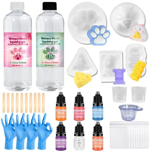 NlsqEU Kit de Silicona Líquida,Kit de Silicona para Taba Squishy 500ML con Proporción 1:1 AB, Kit de fabricación Squishy, Regalo DIY Squishy Pata de Gato