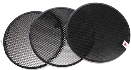 HEALSOPTHY Grille Nid d'abeille Flash 3 Pièces pour Éclairage Photo Professionnel, Diffuseur Directional, Accessoires pour Flash Embarqué, Usage Studio Et Macro, Ton Noir