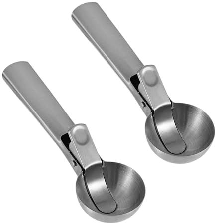 2 cucharas de helado de acero inoxidable antiadherentes con diseño de inicios para congelar yogures, sorbetes, pasteles, desencadenantes de helados activados