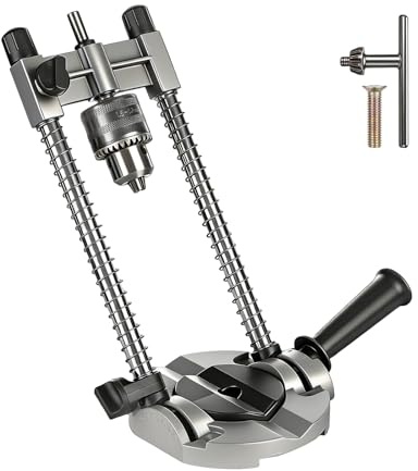 GEARCELL Soporte de guía de taladro portátil, accesorio de prensa de taladro, ángulo ajustable de 45° a 90° para perforación recta y angular, con portabrocas de 13 mm, para taladro inalámbrico y