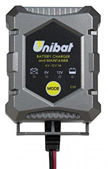 Unibat – Caricabatterie e mantenitore di carica per batterie piombo-acido, Gel e AGM da 6 V e 12 V, 1 A