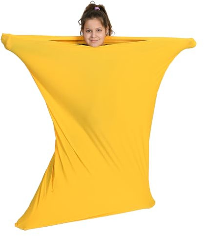 Sensory Owl Ganzkörpersocke Sensorisch Kinder und Erwachsene Ganzkörperwickel Stressabbau Autismus ADHD Hilfsmittel M 125 cm Gelb