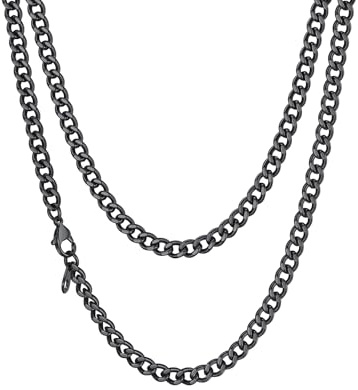 Richsteel Men Necklace Cadena Cubana Hombre Hip Hop Eslabon 3mm Ancho 46cm Largo, Caja de Regalo