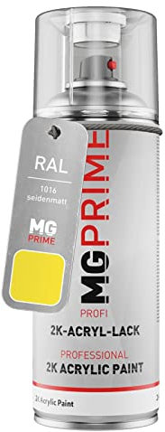 MG PRIME RAL 1016 Giallo zolfo/Sulfur yellow satinato Bomboletta a spruzzo con acrilico 2K 400 ml ad asciugatura rapida