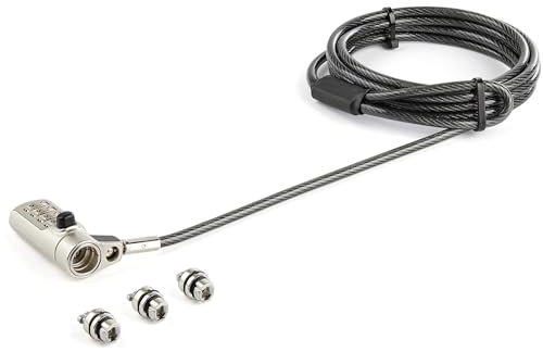 StarTech.com Laptopschloss mit 2m Kabel (Für K-Slot, Nano, Wedge Slot, Stahlkabel, 4-stelliges Kombinationsschloss, Kabelschloss)