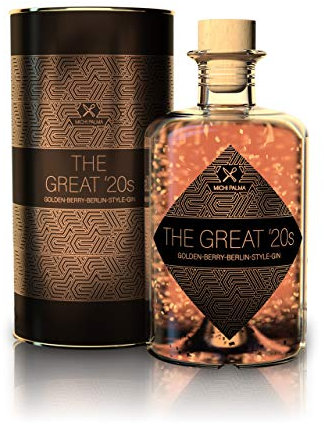 Michi Palma | The Great '20s Golden-Berry-Berlin-Style (1 x 0.5 l) | Premium Spirituose auf Gin-Basis | Mit 23 Karat reinem Blattgold und edler Geschenkverpackung | Goldene Gin-Geschenkidee