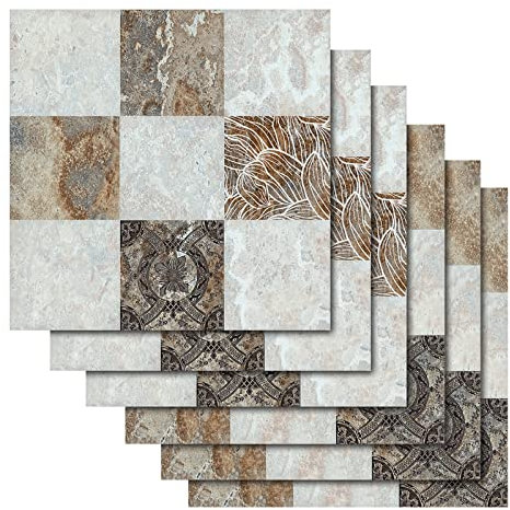 Liwein 30 Pièces Stickers Carrelage Auto-adhésif Imperméable Marbre Carrelage Autocollant Sticker Décoration Mural pour Cuisine Salle de Bain-20x20cm(Marbre)