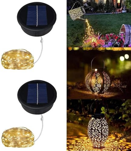 2 Stück 9,5 cm/3,74 Zoll Solarleuchten Ersatzteile mit wasserdichten LED-Lichterketten für den Außenbereich Solar-Gießkanne und hängende Laternen, warmweiß