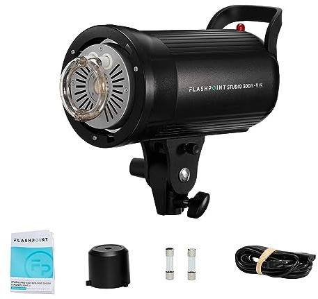 Flashpoint Studio 300 II-V 300Ws R2 Monolight Strobe Flash with 10W LED Modeling Lamp, Bowens Mount Strobe Light for Photography, R2 2.4GHz Wireless Studio Light with 0.1-1.5s Max Recycle Time