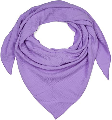 styleBREAKER foulard triangolare in mussola da donna in 100% cotone | foulard tinta unita morbido e leggero | sciarpa alla moda per tutte le stagioni - Made in Italy, 196 x 84 cm, Lillà