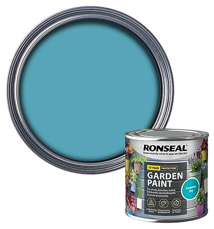 SAVING HUB Garden Paint 250ml - For Outdoor Furniture Wood, Benches, Metal, Brickwork, Terracotta - Exterior Wood Paint Waterproof & Weatherproof Touch Dry In 1 Hour (Summer Sky)