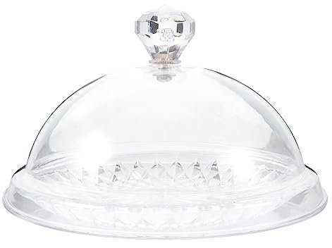 Luxshiny Vassoio Portadolci Trasparente 16x16x11 cm con Coperchio - Piatto Torta, Vassoio per, Frutta e Biscotti - Ideale per Cucina, Feste, Ristoranti [2 Pezzi]