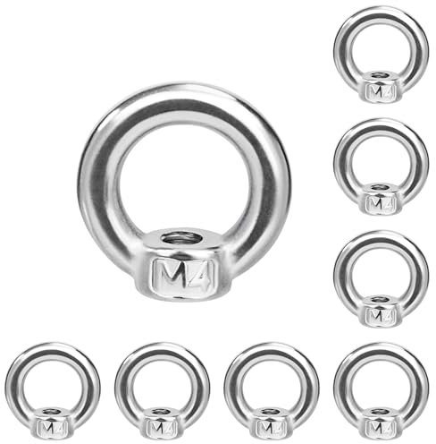 QIMEI-SHOP Écrou à Anneau M4 Écrou à Oeil en Acier Inoxydable 304 Écrous à œillet pour Accessoires de Levage 8 Pièces