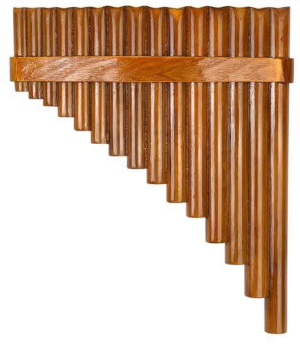 Runioney Flûte de Pan en Bambou Naturel, Instrument à Vent, 15 Tons en Sol Majeur, Main Gauche