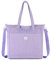 VASCHY Corduroy Tote Bags for Women, Casual Lightweight Large Shoulder Bag with Zipper Pockets Ladies Purse Bag for Work/Travel/Shopping,Purple