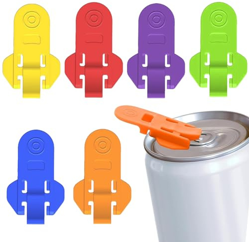 Heartfeltyire Soda burköppnare verktyg 6 st färgglada enkla manuella plastskyddsring lyft klassade ölskydd flikar lock för kall dryck aluminium dryck sköldar från damm
