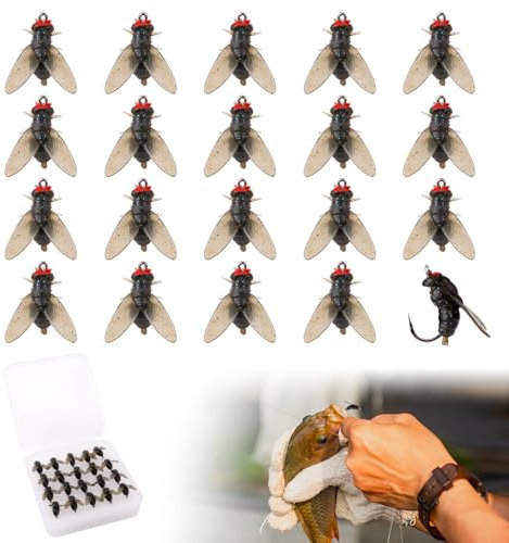 20stk Fliegenfischköder, 18x15x13mm Fliegenköder Fliegende Köder Fliegenfischer-Set für Forellen Fliegenfischen Weiche Angelköder Fliegenfischköder zum Angeln Haken Ausrüstung Männer