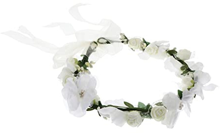 FRCOLOR Brud Hårband Blommig Huvudbonad Garland Pannband Verklighetstrogna Blomsterkrans för Bröllop Foto Prop