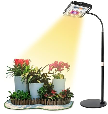 PRITOK 35w Full Spectrum LED Grow Lights for Indoor Plants: 48 LEDs Adjustable Dimmable Plant Lamp, 360° Gooseneck Energy Saving Vertical Light für Hydroponics (13.7-24 Height Adjustable)