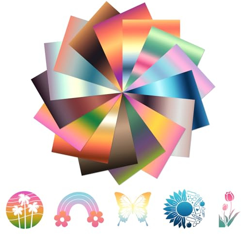 HTVSTD Gradient Heat Transfer Vinyl - 15 Pcs 12 * 10 in Ombre HTV Ombre PrintIron on Vinyl HTV for T-Shirts DIY