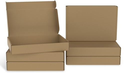 Aufun 20 scatole piatte per spedizioni di merci, 32 x 22 x 5 cm, in cartone ondulato, colore marrone, per spedizione, confezione regalo e spedizione, pacchetti riciclabili, maxi cartone