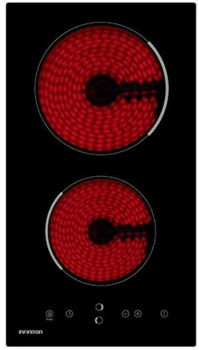 INFINITON Placa Vitroceramica VITRO-A25F, 2 Zonas, 9 Niveles de potencia, Modo Boost, Control táctil, Luz calor residual, Bloqueo intantíl