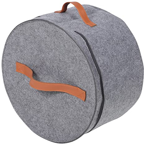 Holibanna Caja Organizadora Redonda Para Sombreros Con Panel Transparente Gancho Portátil y Diseño Para Guardar Gorras y Sombreros De Ala Ancha Resistente y Fácil De Transportar Color Gris